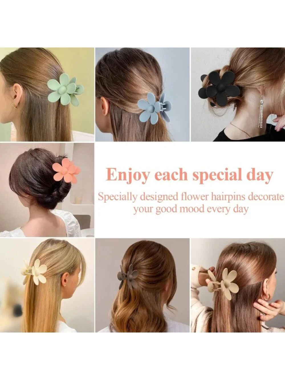 7 PCS Flower Claw Clips for Thick Hair - Non-Slip Hair Accessories, Gift Set
